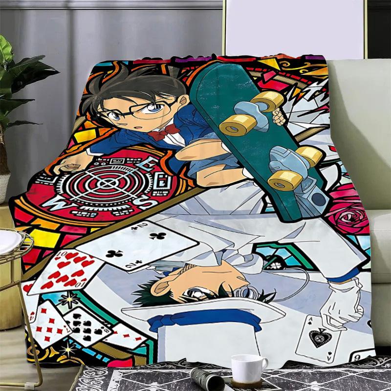 Японское аниме Детектив Конан Печатный плед Одеяла для пикника Теплое одеяло Мягкое и удобное одеяло Для дома и путешествий Подарок на день рождения 76x102cm(30x40in)