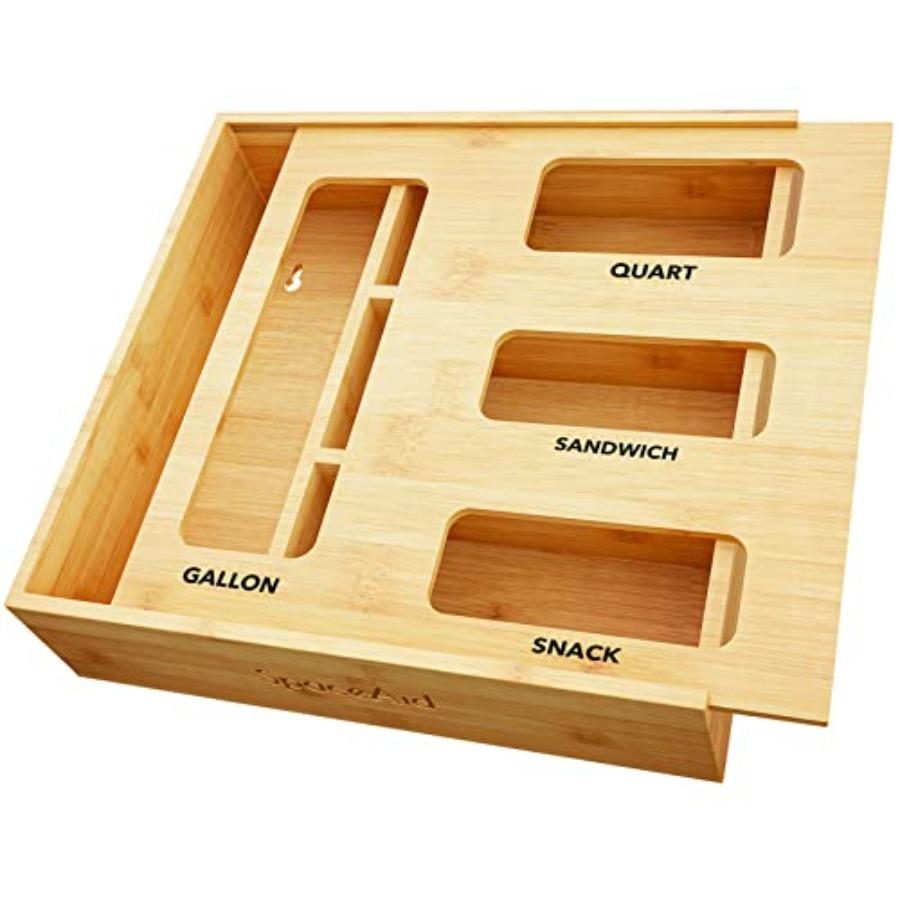 SpaceAid Bag Storage Organizer for Kitchen Drawer Bamboo Organizer Compatible with Gallon Quart Sandwich and Snack Variety Size United States
SpaceAid Bag Storage Organizer for Kitchen Drawer Bamboo Organizer Compatible with Gallon Quart Sandwich and Snack Variety Size United States