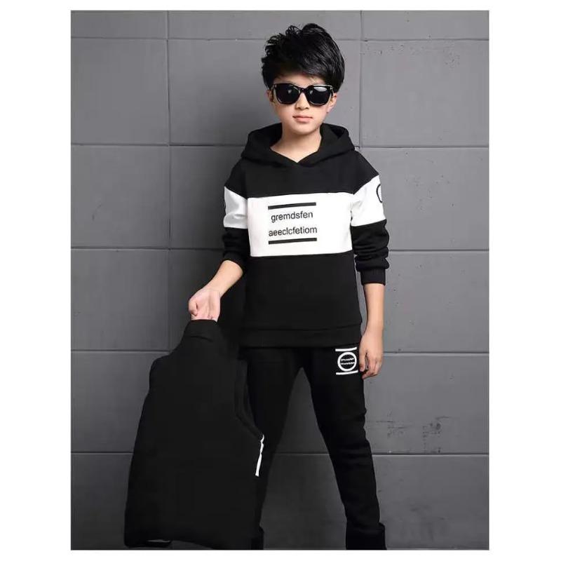 Winter Boys Tracksuit Autumn Teenager Clothes Splicing Velvet Jacket Hooded Pant Children 160cm білий
Winter Boys Tracksuit Autumn Teenager Clothes Splicing Velvet Jacket Hooded Pant Children 160cm білий