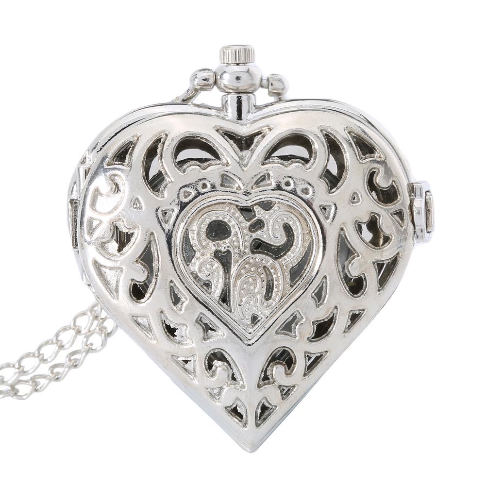 Silver Heart Hollow Openwork Pocket Watch with Diamonds Vintage Design Antique Style Pendant Necklace for Women Birthday Gift
Silver Heart Hollow Openwork Pocket Watch with Diamonds Vintage Design Antique Style Pendant Necklace for Women Birthday Gift