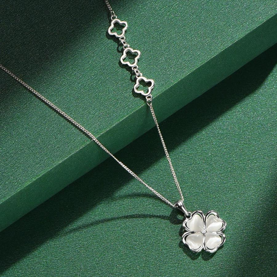S999 Silver Cat s Eye Four-Leaf Clover Clavicle Necklace - Light Luxury, Simple Mori Style Pendant for Women Sterling Silver
S999 Silver Cat s Eye Four-Leaf Clover Clavicle Necklace - Light Luxury, Simple Mori Style Pendant for Women Sterling Silver