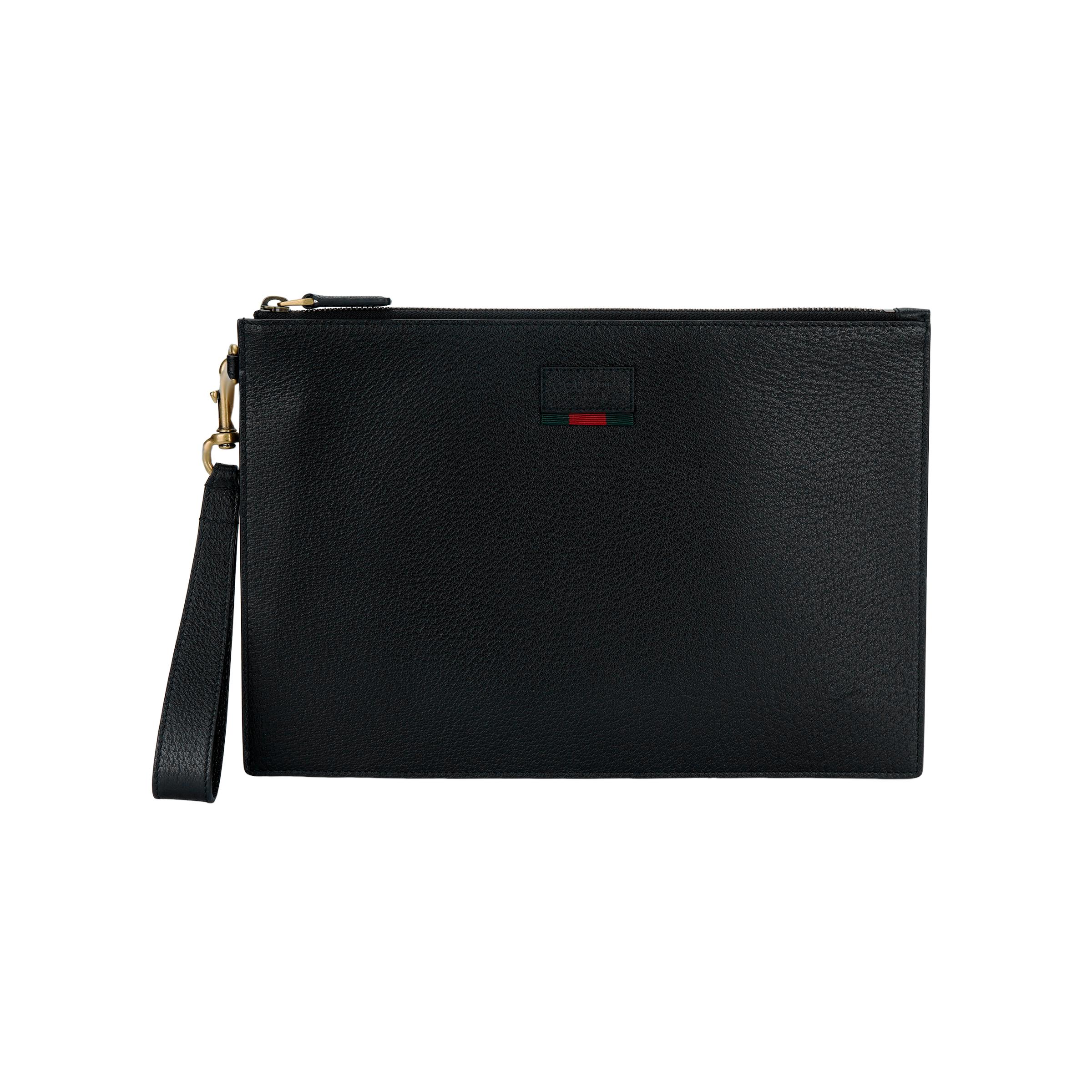 Gucci Web Stripe Black Leather Wristlet Clutch Bag With Gold Hardware For Unisex Luxury Daily Use Basic Set (Bag+Dust Bag)
Gucci Web Stripe Black Leather Wristlet Clutch Bag With Gold Hardware For Unisex Luxury Daily Use Basic Set (Bag+Dust Bag)