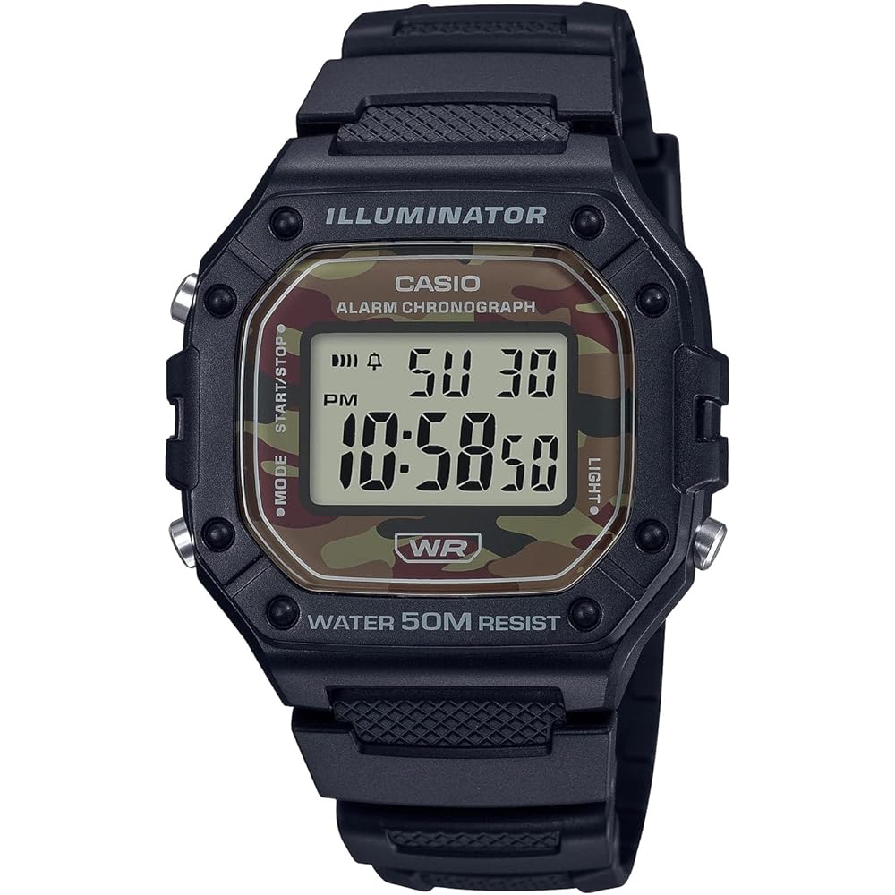 Casio Standard Digital Watch W-218H-5BV Men s Black Camouflage Design with Casio Box
Casio Standard Digital Watch W-218H-5BV Men s Black Camouflage Design with Casio Box