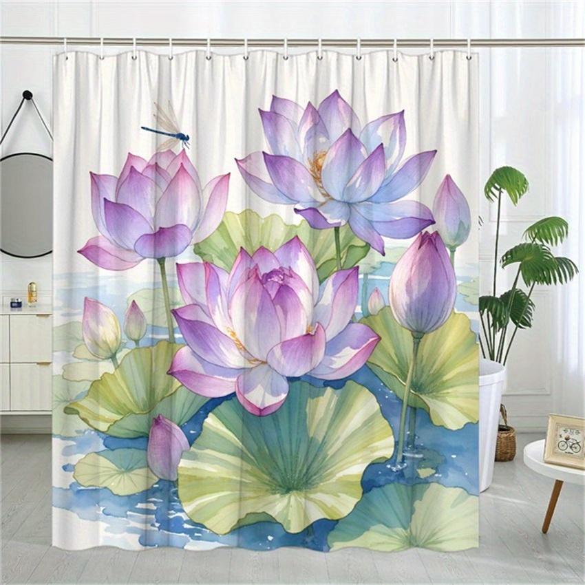 1Pc Purple Lotus Shower Curtain - Watercolor Dragonfly & Green Leaves, Polyester, 12 Hooks, 70.8X70.8 , Serene Design W60H190(CM)-1 Pcs
1Pc Purple Lotus Shower Curtain - Watercolor Dragonfly & Green Leaves, Polyester, 12 Hooks, 70.8X70.8 , Serene Design W60H190(CM)-1 Pcs