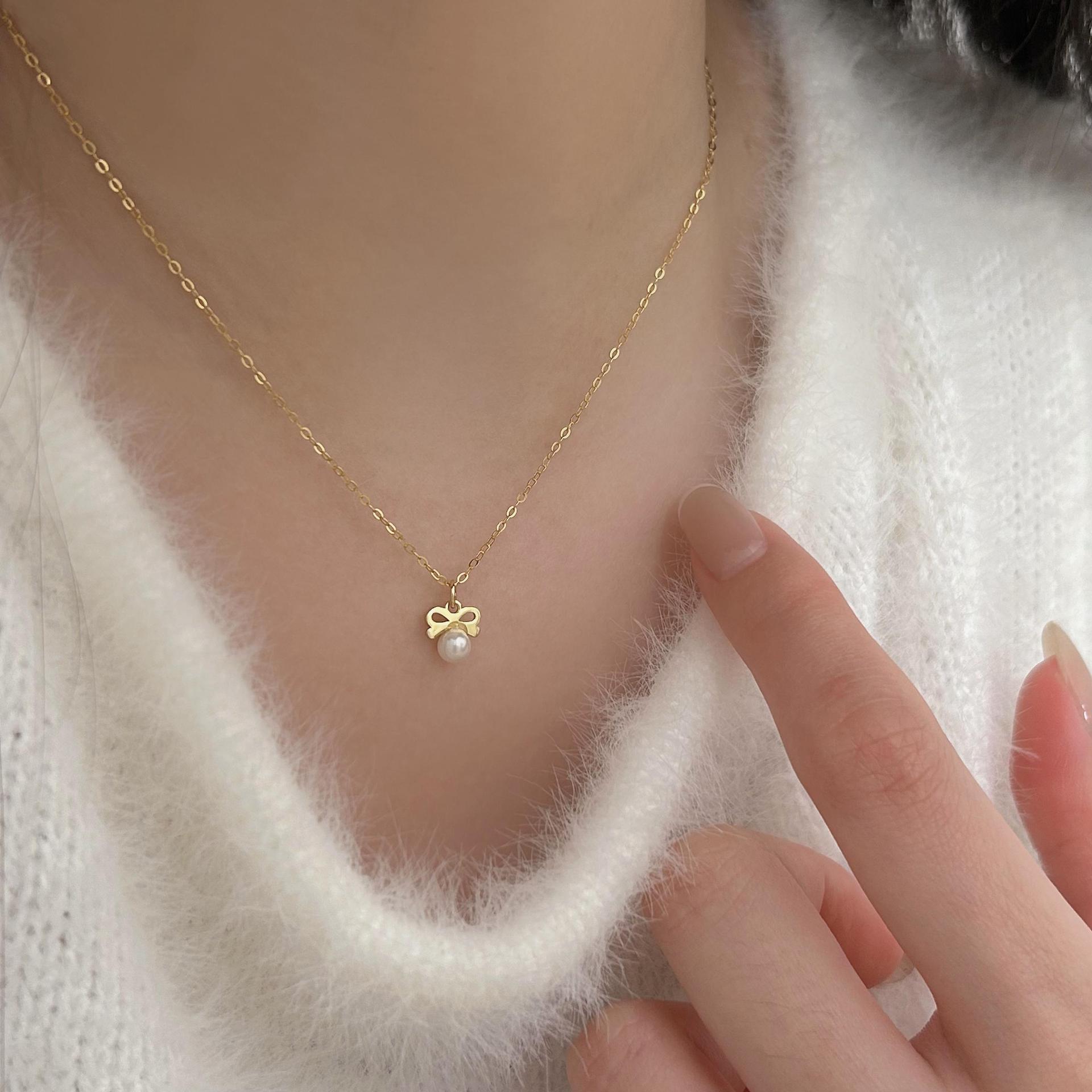 Korean 925 Sterling Silver Bow Simulated Pearl Pendant Necklace for Women Exquisite Cute Party Jewelry золотой
Korean 925 Sterling Silver Bow Simulated Pearl Pendant Necklace for Women Exquisite Cute Party Jewelry золотой