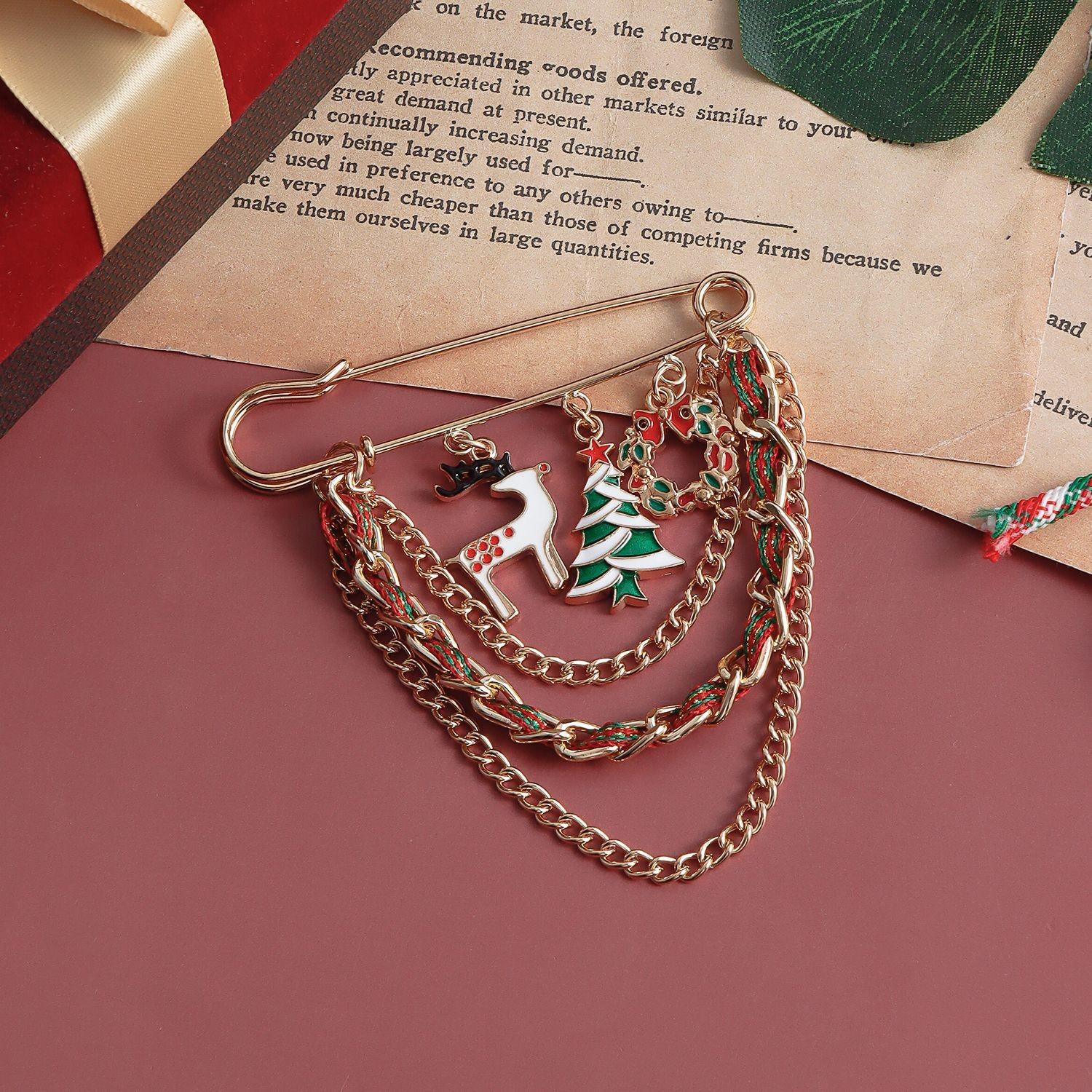 European and American jewelry Christmas elk element brooch clothing women s personality Christmas tree ribbon creative pin accessories
European and American jewelry Christmas elk element brooch clothing women s personality Christmas tree ribbon creative pin accessories