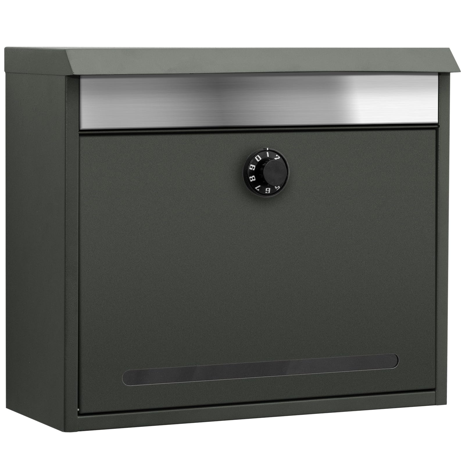 PYKES PEAK Wall-Mounted Mailbox, Dial Lock, A4 Size, Stylish, Large, Vertical, Gunmetal Gray x Stainless Steel Mail Slot
PYKES PEAK Wall-Mounted Mailbox, Dial Lock, A4 Size, Stylish, Large, Vertical, Gunmetal Gray x Stainless Steel Mail Slot