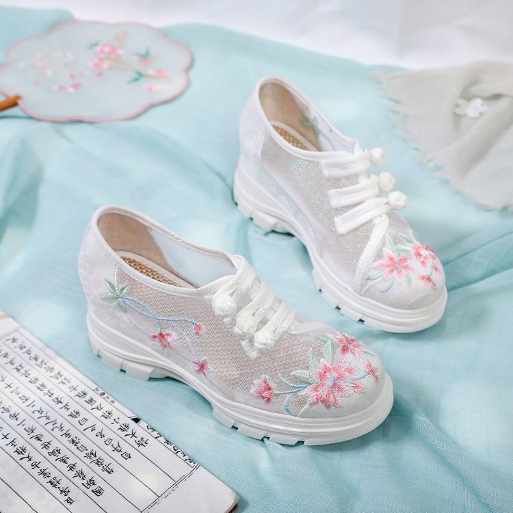 Мода Ориентал Нео - Шарм Прозрачный - Сетчатые Туфли на Платформе с Вышивкой | Туфли на Шнуровке в Стиле Гочао, Подходящие для Ханфу 34