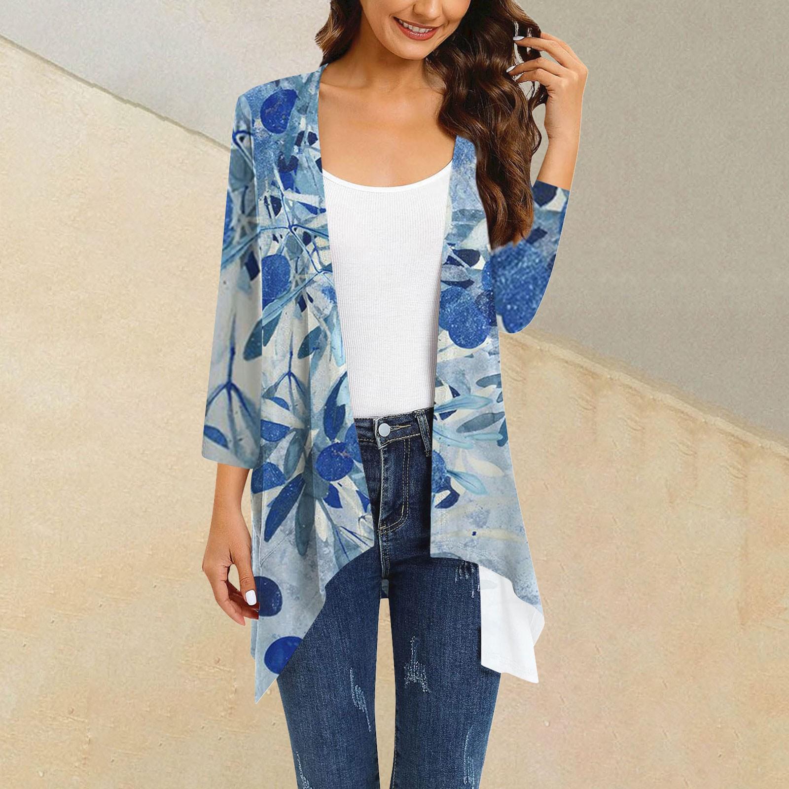 Women s Print Irregular Three-quarter Sleeve Cardigan With Pocket Jacket M синій
Women s Print Irregular Three-quarter Sleeve Cardigan With Pocket Jacket M синій