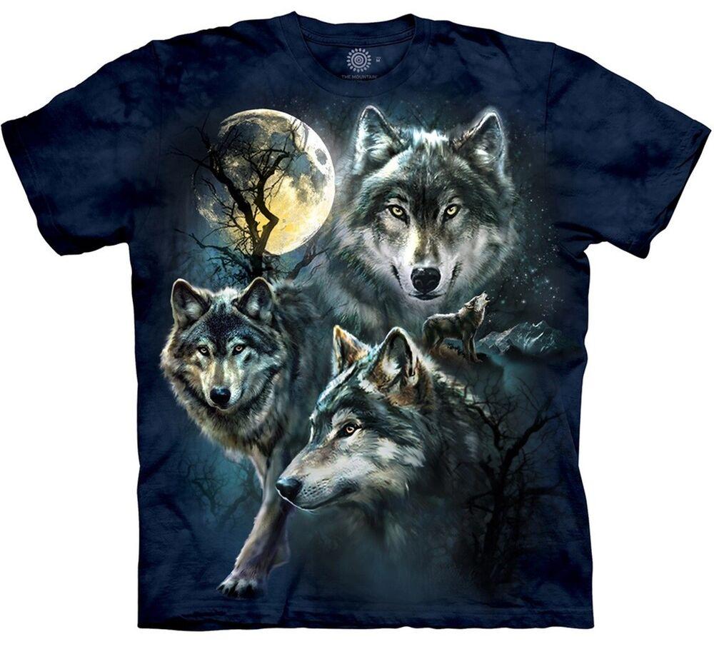 Синяя футболка унисекс с изображением горного волка «Воющие лунные волки» и «собака-коллаж» 
Синяя футболка унисекс с изображением горного волка «Воющие лунные волки» и «собака-коллаж»
