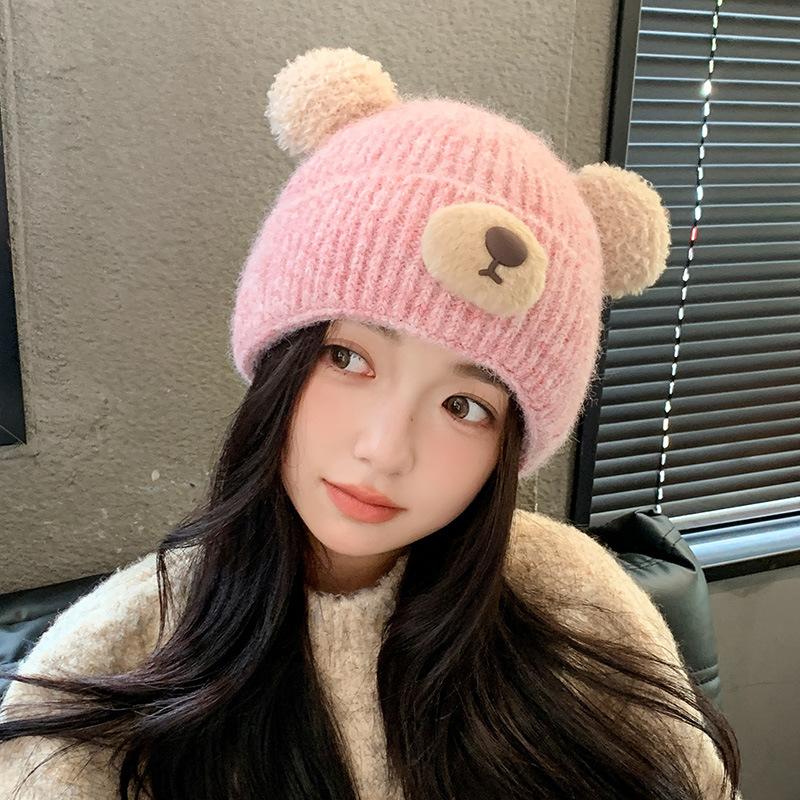 Cute bear knitted wool hat, children s autumn and winter thickened warm ear protection headgear, big head circumference, small face cold hat average size (54-60cm)
Cute bear knitted wool hat, children s autumn and winter thickened warm ear protection headgear, big head circumference, small face cold hat average size (54-60cm)