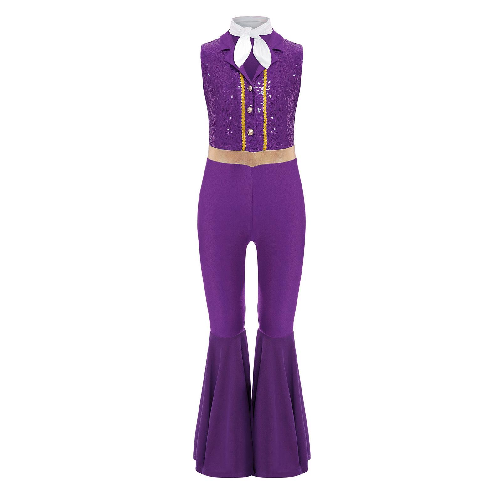 Girls Shiny Sequins Jumpsuit Dancewear Lapel Collar Sleeveless Bell Bottom Full Body Leotard Performance Jumpsuit 5-6 Years
Girls Shiny Sequins Jumpsuit Dancewear Lapel Collar Sleeveless Bell Bottom Full Body Leotard Performance Jumpsuit 5-6 Years