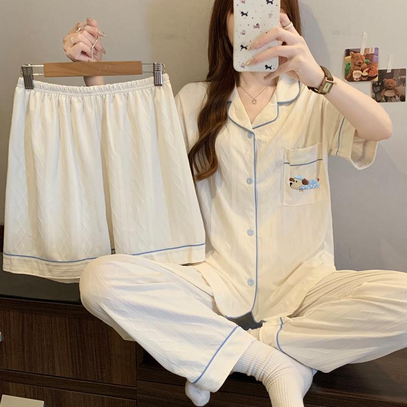 Summer Imitation Cotton Jacquard Short-Sleeved Pajamas Female Cartoon Dachshund Dog Student Loose Loungewear Three-Piece Set 2XL
Summer Imitation Cotton Jacquard Short-Sleeved Pajamas Female Cartoon Dachshund Dog Student Loose Loungewear Three-Piece Set 2XL