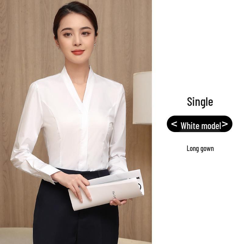 Women s White Long Sleeve V-Neck Professional Shirt - Ideal for Interview, Workwear, or Flight Attendant Uniform, Spring/Autumn Style. S
Women s White Long Sleeve V-Neck Professional Shirt - Ideal for Interview, Workwear, or Flight Attendant Uniform, Spring/Autumn Style. S