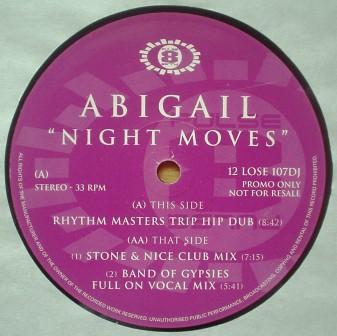12inch Record ABIGAIL - Night Moves 12LOSE107DJ Pulse-8 Records 1995 UK Dance & Electronica Used
12inch Record ABIGAIL - Night Moves 12LOSE107DJ Pulse-8 Records 1995 UK Dance & Electronica Used