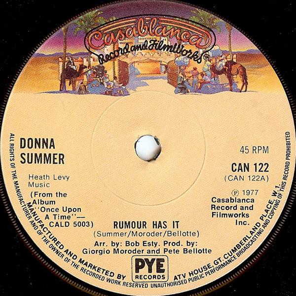7inch Record DONNA SUMMER - Rumour Has It CAN122 Casablanca 1978 UK Soul/Funk Used
7inch Record DONNA SUMMER - Rumour Has It CAN122 Casablanca 1978 UK Soul/Funk Used