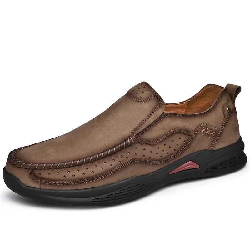 Мужская обувь из коровьей кожи первого слоя, весенне-летняя, водонепроницаемая, нескользящая, полая, повседневная обувь для активного отдыха, мужская кожаная обувь для альпинизма 46
Мужская обувь из коровьей кожи первого слоя, весенне-летняя, водонепроницаемая, нескользящая, полая, повседневная обувь для активного отдыха, мужская кожаная обувь для альпинизма 46