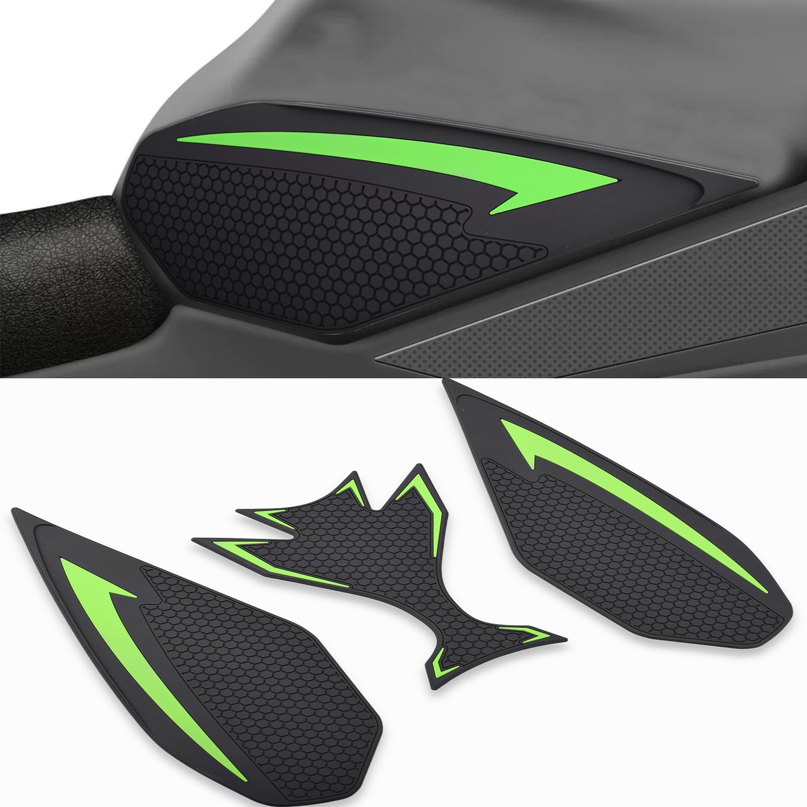 BYEMTTY Traction Pad Street Bike Kit for Kawasaki Ninja 650 (2017-2024) and Z650 (2019-2024) Tank Pad (Green)
BYEMTTY Traction Pad Street Bike Kit for Kawasaki Ninja 650 (2017-2024) and Z650 (2019-2024) Tank Pad (Green)