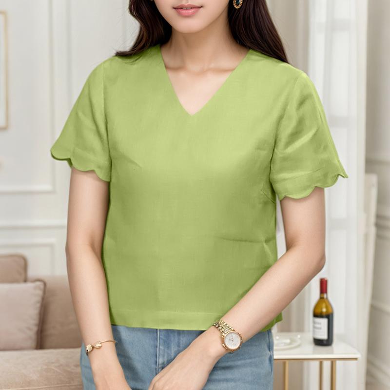 ZANZEA Женская повседневная блузка с V-образным вырезом, летняя, с коротким рукавом, однотонная зелёный
ZANZEA Женская повседневная блузка с V-образным вырезом, летняя, с коротким рукавом, однотонная зелёный