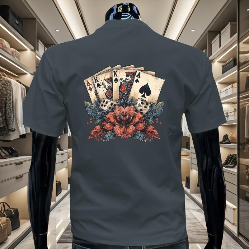 2025 Summer New Cotton Short-sleeved T-shirt Men s Solid Color Poker Printing Design Sense Round Neck Large Size Comfortable Top 4XL
2025 Summer New Cotton Short-sleeved T-shirt Men s Solid Color Poker Printing Design Sense Round Neck Large Size Comfortable Top 4XL