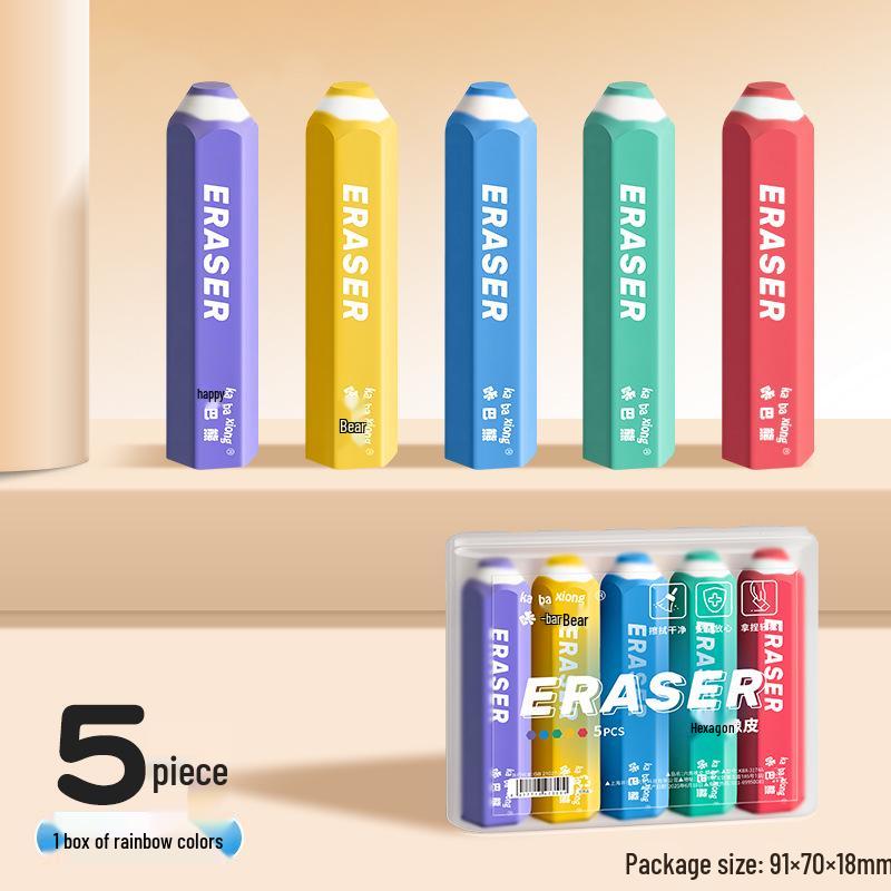 Kaba Bear Hexagonal Pen-Shaped Eraser with Dust-Free Technology for Primary Students, Packaged in a Pencil-Shaped Case
Kaba Bear Hexagonal Pen-Shaped Eraser with Dust-Free Technology for Primary Students, Packaged in a Pencil-Shaped Case