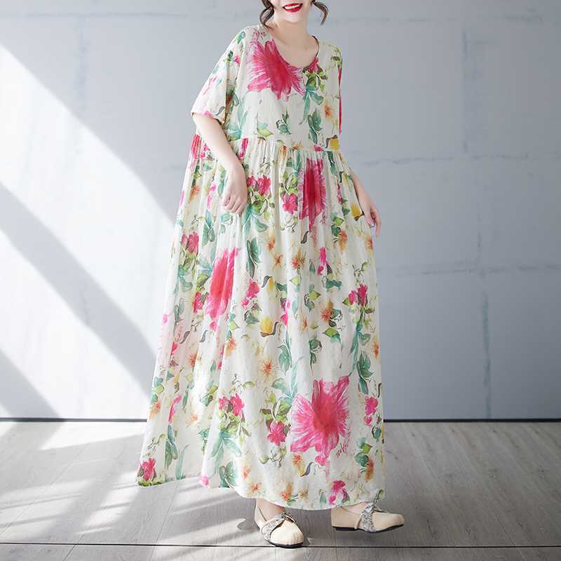Women s Simple and Fashionable Long Skirt, Short Sleeved Round Neck Printed Dress One size
Women s Simple and Fashionable Long Skirt, Short Sleeved Round Neck Printed Dress One size
