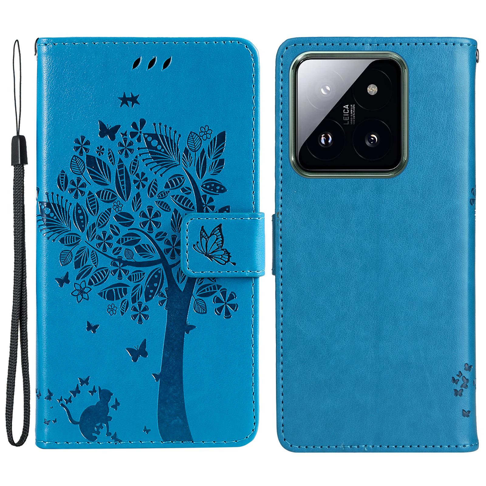 For Xiaomi 14 Pro Phone Case with Stand Cat Tree Pattern Leather Wallet Mobile Cover Blue
For Xiaomi 14 Pro Phone Case with Stand Cat Tree Pattern Leather Wallet Mobile Cover Blue
