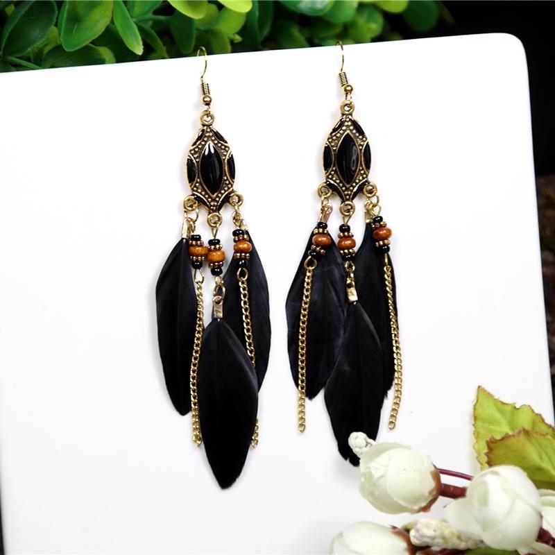 Black Long Bohemian Feather Earrings for Women Ethnic Unique Temperament Geometric Dangle Earrings Female Casual Jewelry
Black Long Bohemian Feather Earrings for Women Ethnic Unique Temperament Geometric Dangle Earrings Female Casual Jewelry