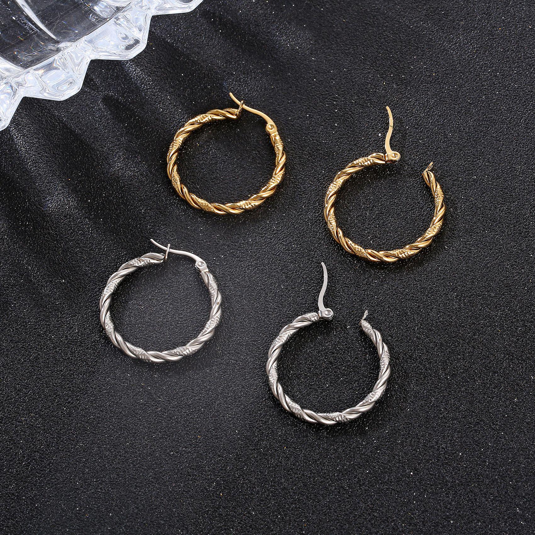 Trendy European & American Stainless Steel Twisted Wire Earrings for Women - Geometric Design
Trendy European & American Stainless Steel Twisted Wire Earrings for Women - Geometric Design