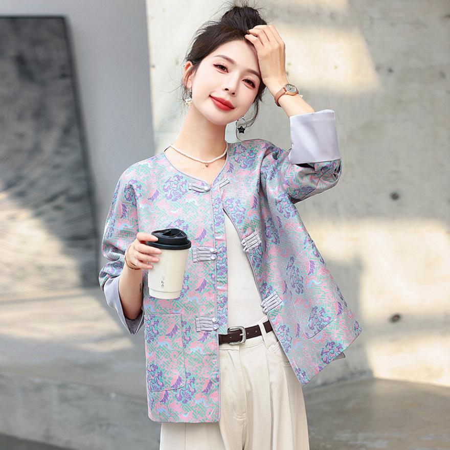 Medium purple coat women s early spring new ethnic Chinese shirt jacquard contrasting color disc button top M
Medium purple coat women s early spring new ethnic Chinese shirt jacquard contrasting color disc button top M