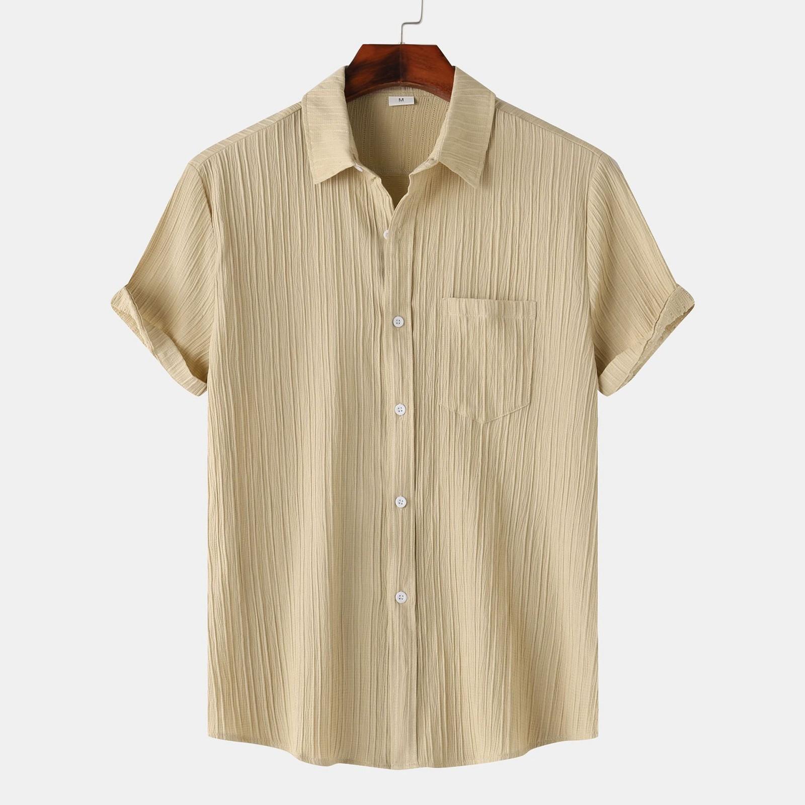 Men s Casual Single Pocket Striped Color Short Sleeve Single Breasted Lapel Shirt L хакі
Men s Casual Single Pocket Striped Color Short Sleeve Single Breasted Lapel Shirt L хакі