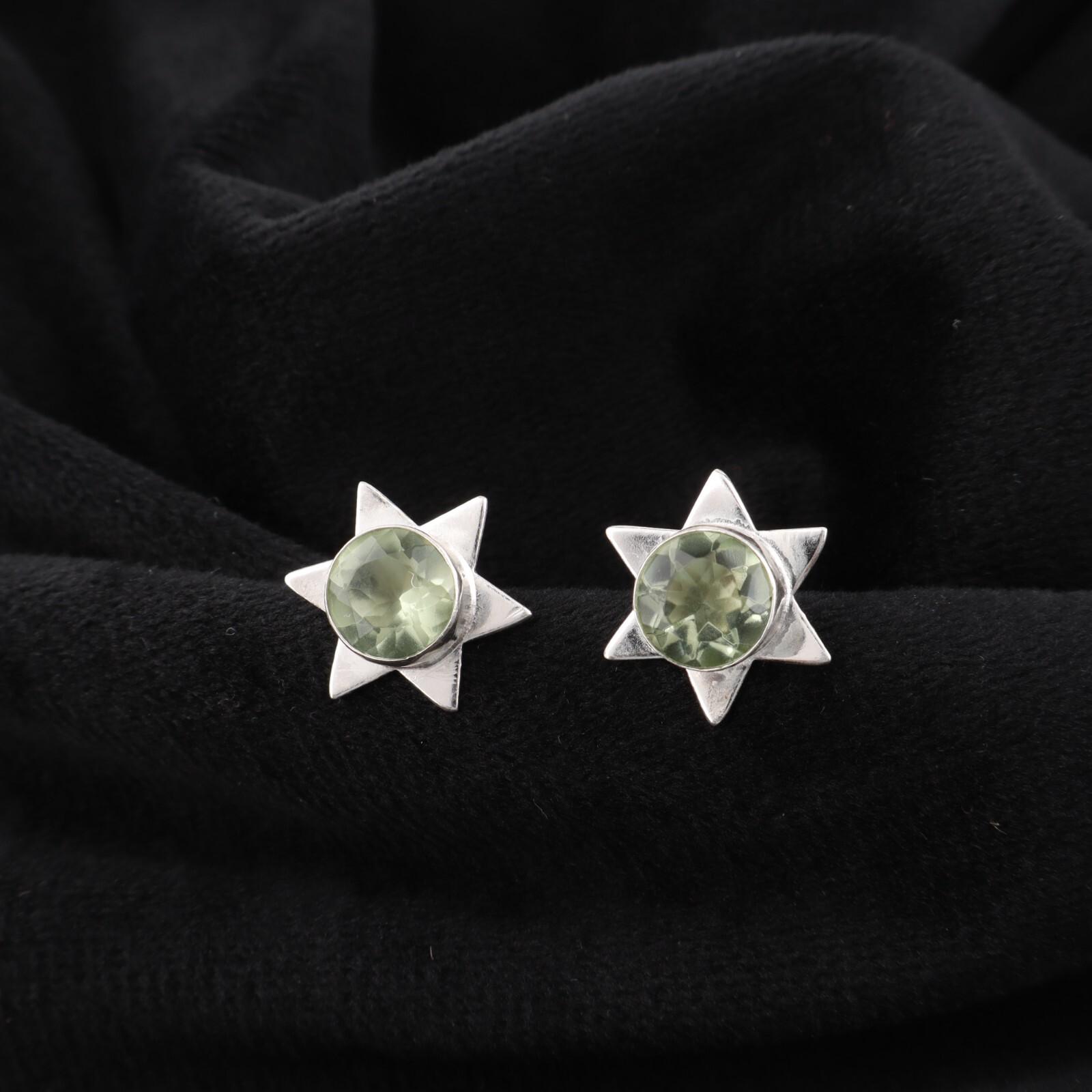 Green Amethyst Gemstone 925 Sterling Silver Jewelry Handmade Stud Earrings 0.44 EE-175-13
Green Amethyst Gemstone 925 Sterling Silver Jewelry Handmade Stud Earrings 0.44 EE-175-13