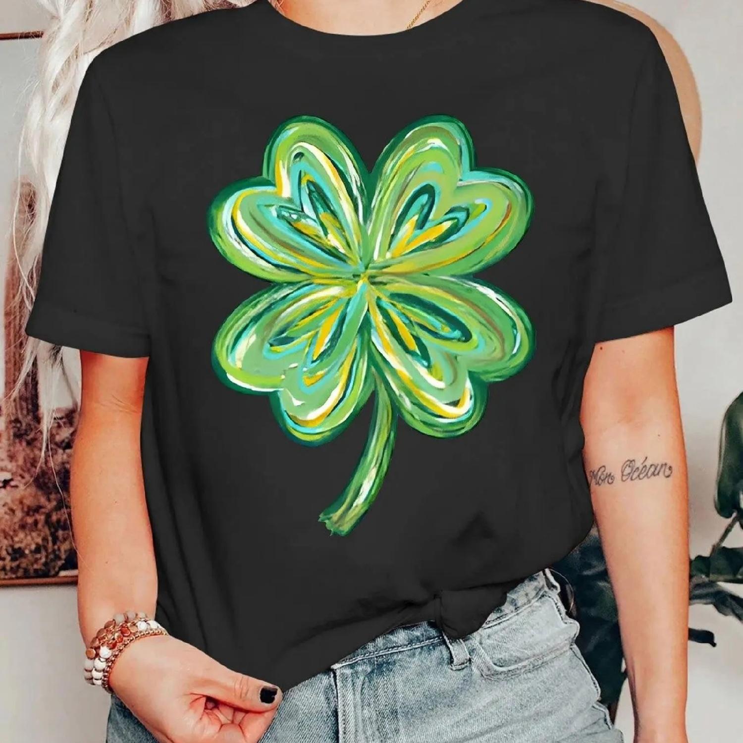 Women s Casual Crew Neck T-Shirt with Four-Leaf Clover Print, Polyester Knit Fabric, Comfortable Short Sleeve Tee for All Season XXXXXL різнокольоровий
Women s Casual Crew Neck T-Shirt with Four-Leaf Clover Print, Polyester Knit Fabric, Comfortable Short Sleeve Tee for All Season XXXXXL різнокольоровий
