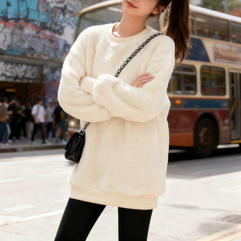 Women s Plus Velvet Mid-Length Hoodie, Autumn/Winter, Loose Fit, Plus Size, Casual Round Neck, Fashionable Korean Style 2XL, 175-200 Jin
Women s Plus Velvet Mid-Length Hoodie, Autumn/Winter, Loose Fit, Plus Size, Casual Round Neck, Fashionable Korean Style 2XL, 175-200 Jin