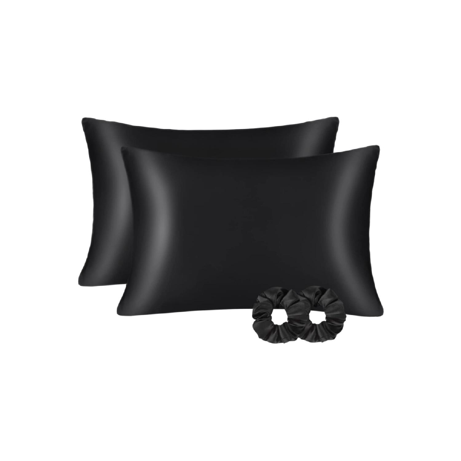 100% шелковый сатин 50x70 см, 2 наволочки чёрный