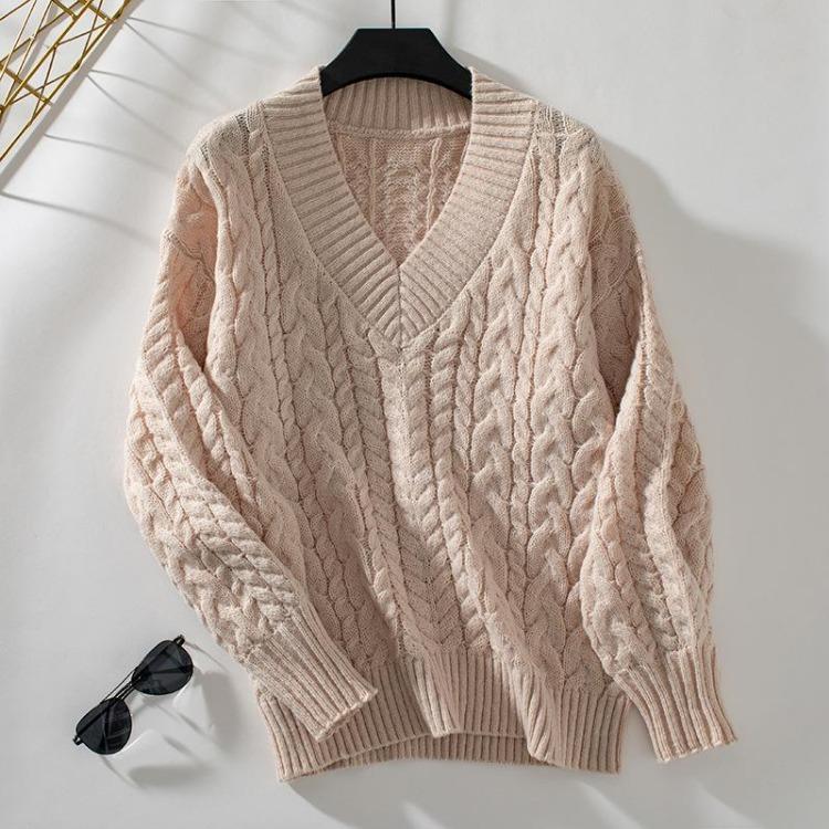 Vintage Loose V-Neck Solid Color Long Sleeve Knitwear Autumn Winter Pullover Sweater Top S хаки
Vintage Loose V-Neck Solid Color Long Sleeve Knitwear Autumn Winter Pullover Sweater Top S хаки