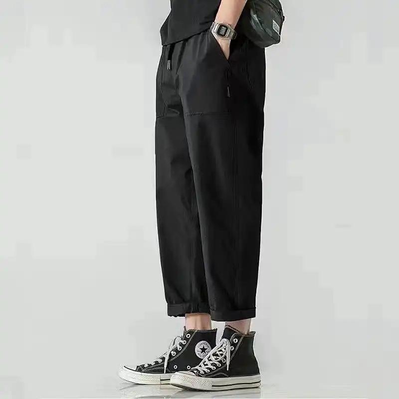 Men Summer Black Drawstring Cropped Cargo Pants Rolled Cuff Casual Trousers M чёрный
Men Summer Black Drawstring Cropped Cargo Pants Rolled Cuff Casual Trousers M чёрный
