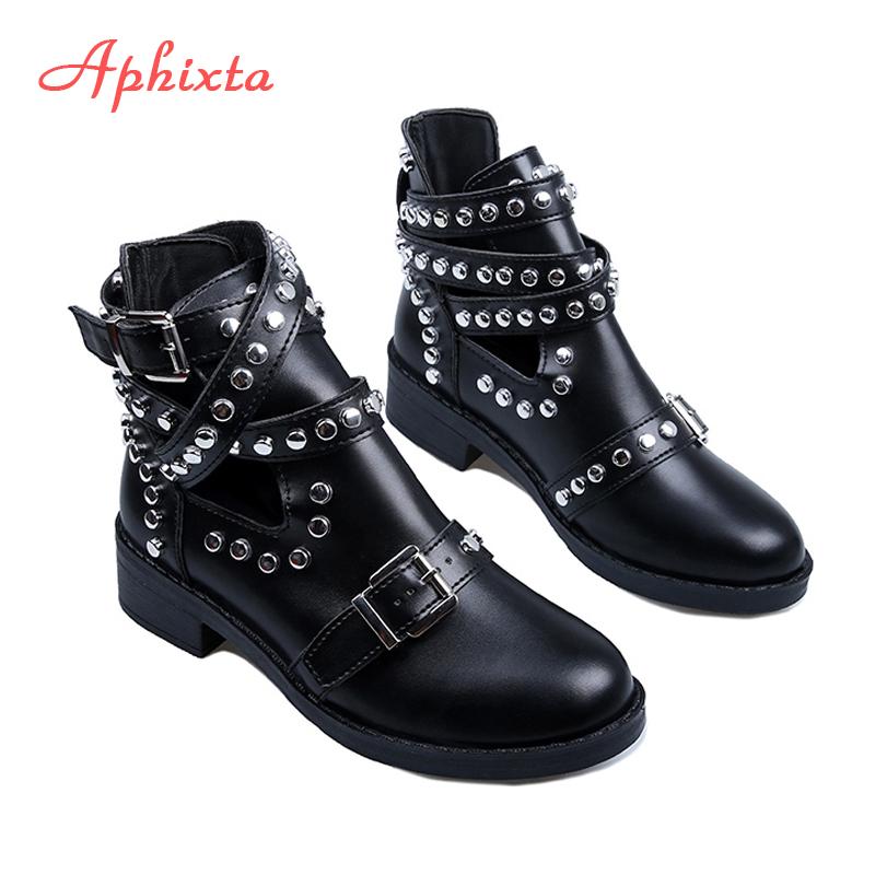 Fashion Aphixta Rivets Black Ankle Women Boots Faux Leather Booties Metal Buckle Straps Square Heel Studded Woman Boots Motorcycle Shoes 5 чёрный
Fashion Aphixta Rivets Black Ankle Women Boots Faux Leather Booties Metal Buckle Straps Square Heel Studded Woman Boots Motorcycle Shoes 5 чёрный