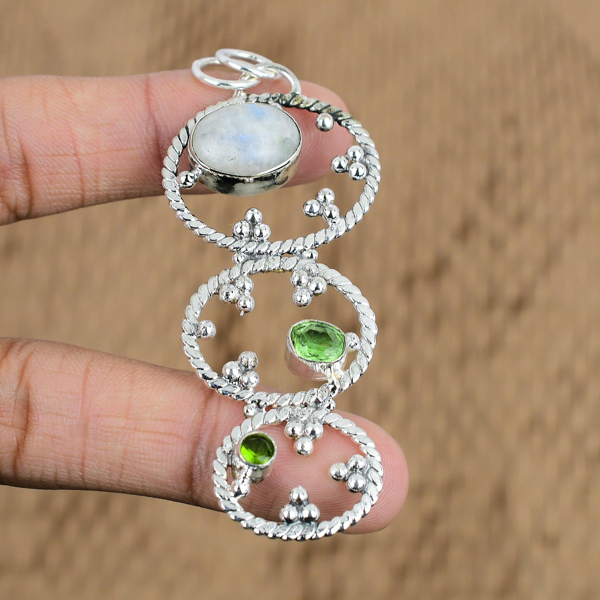Natural Rainbow Moonstone Peridot Art Deco Unique New Pendant Jewelry 925 Silver
Natural Rainbow Moonstone Peridot Art Deco Unique New Pendant Jewelry 925 Silver