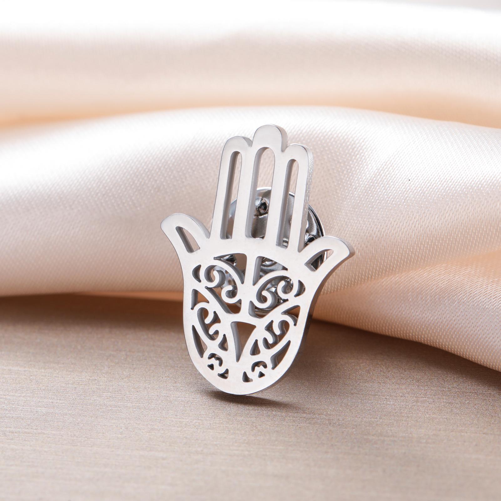 LIKGREAT Hamsa Fatima s Hand Brooch Stainless Steel Pin Badge Amulet Talisman Jewelry Birthday Anniversary Gifts Wholesale
LIKGREAT Hamsa Fatima s Hand Brooch Stainless Steel Pin Badge Amulet Talisman Jewelry Birthday Anniversary Gifts Wholesale