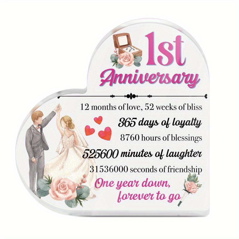 1pc Heart Shaped Acrylic Sign - 1st Anniversary Decor with 12 Months of Love, 52 Weeks of Bliss Engraved Message, Romantic Couple & Floral Design 10*10cm
1pc Heart Shaped Acrylic Sign - 1st Anniversary Decor with 12 Months of Love, 52 Weeks of Bliss Engraved Message, Romantic Couple & Floral Design 10*10cm