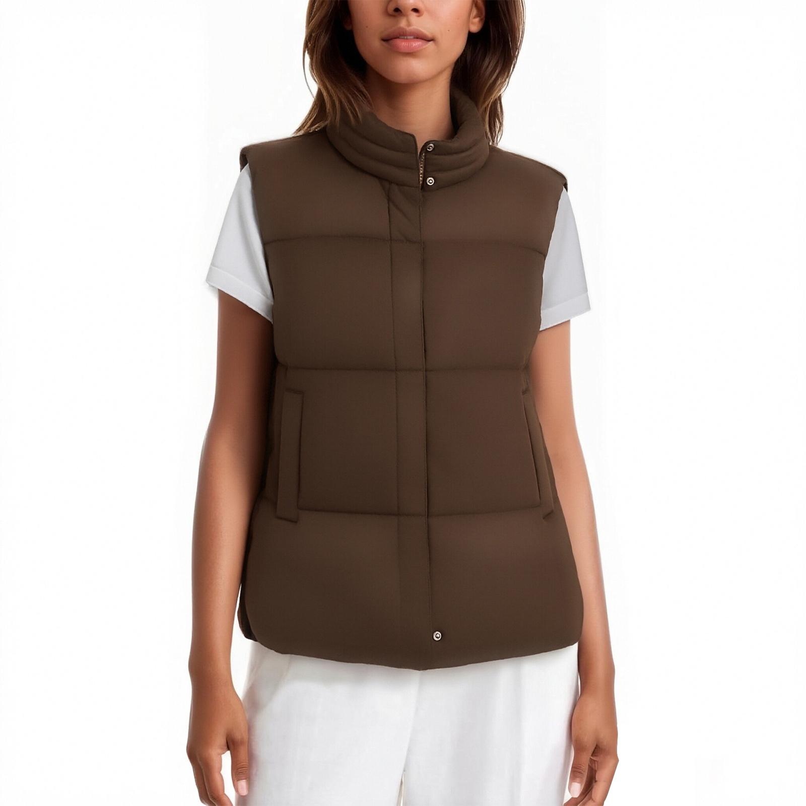 Women s Tank Top Stand Up Collar Sleeveless Jacket Zipper Quilted Tank Top Winter Pocket Jacket S коричневый
Women s Tank Top Stand Up Collar Sleeveless Jacket Zipper Quilted Tank Top Winter Pocket Jacket S коричневый