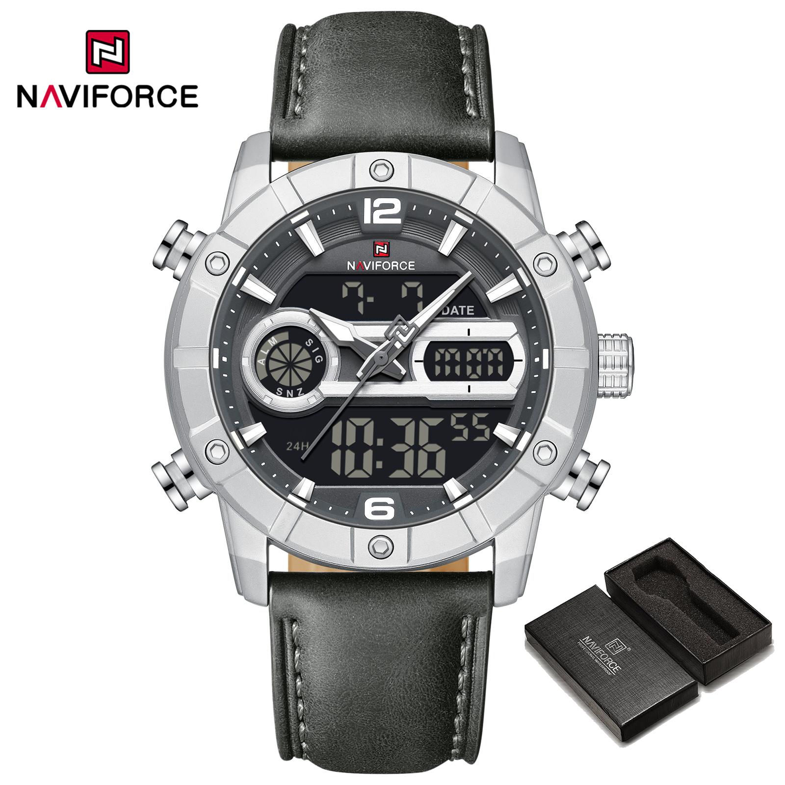 Годинник NAVIFORCE для чоловіків Подвійний час Люмінесцентні стрілки Кварцовий механізм РК-дисплей Шкіряний ремінець Водонепроникний Чоловічий годинник Подарунок NF9263 сірий колір
Годинник NAVIFORCE для чоловіків Подвійний час Люмінесцентні стрілки Кварцовий механізм РК-дисплей Шкіряний ремінець Водонепроникний Чоловічий годинник Подарунок NF9263 сірий колір