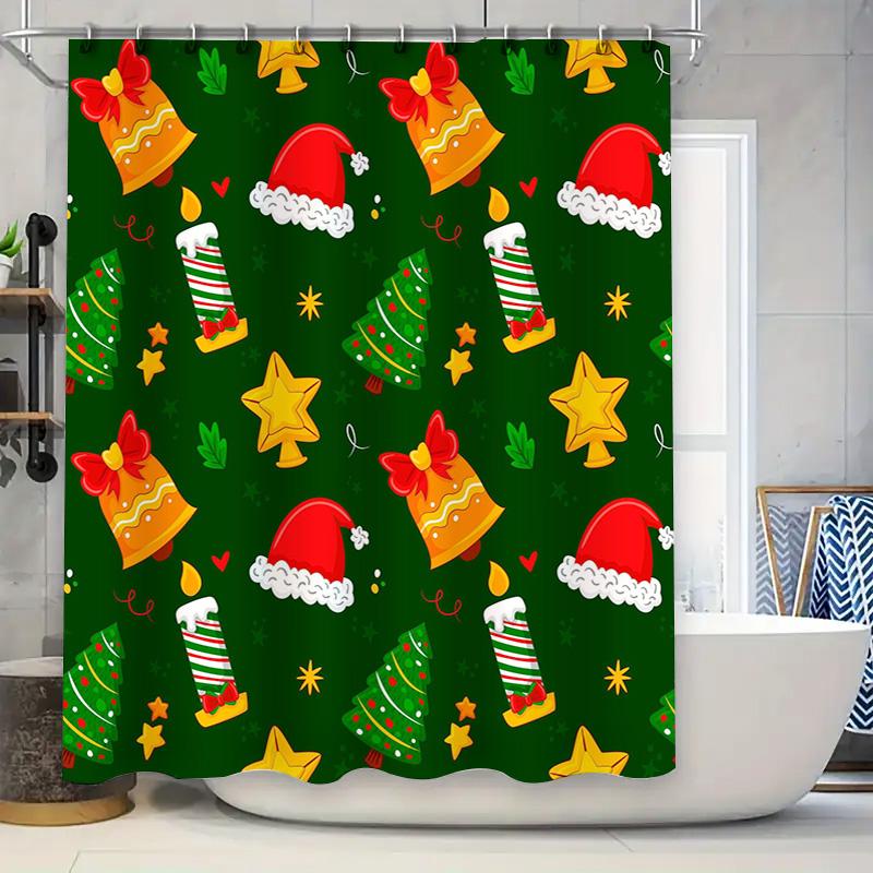 Christmas Bell Elf Hat Candle Christmas Tree Star Shape Shower Curtain Decoration for Bathroom Green / White 90x180cm
Christmas Bell Elf Hat Candle Christmas Tree Star Shape Shower Curtain Decoration for Bathroom Green / White 90x180cm