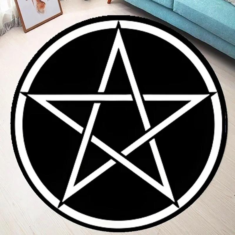 Pentagram Pattern Round Carpet, Satan, Devil s Trap Element Pattern, Black Background White Rabbit Supernatural Theme 40x40cm
Pentagram Pattern Round Carpet, Satan, Devil s Trap Element Pattern, Black Background White Rabbit Supernatural Theme 40x40cm