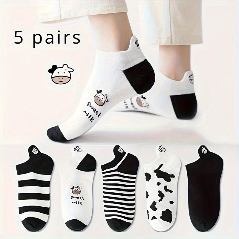 5 Pairs Women s Cartoon Cow Print Non-Slip Ankle Socks, Black/White Color, Airy Cozy, Gentle Low-Cut Socks, Casual Style
5 Pairs Women s Cartoon Cow Print Non-Slip Ankle Socks, Black/White Color, Airy Cozy, Gentle Low-Cut Socks, Casual Style