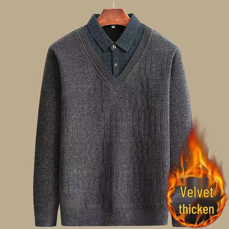 Dad s Thick Fleece-Lined Sweater for Elderly Men – Winter Faux Two-Piece with Shirt Collar, Warm Knit Base Layer 3XL (170-190 jin)
Dad s Thick Fleece-Lined Sweater for Elderly Men – Winter Faux Two-Piece with Shirt Collar, Warm Knit Base Layer 3XL (170-190 jin)