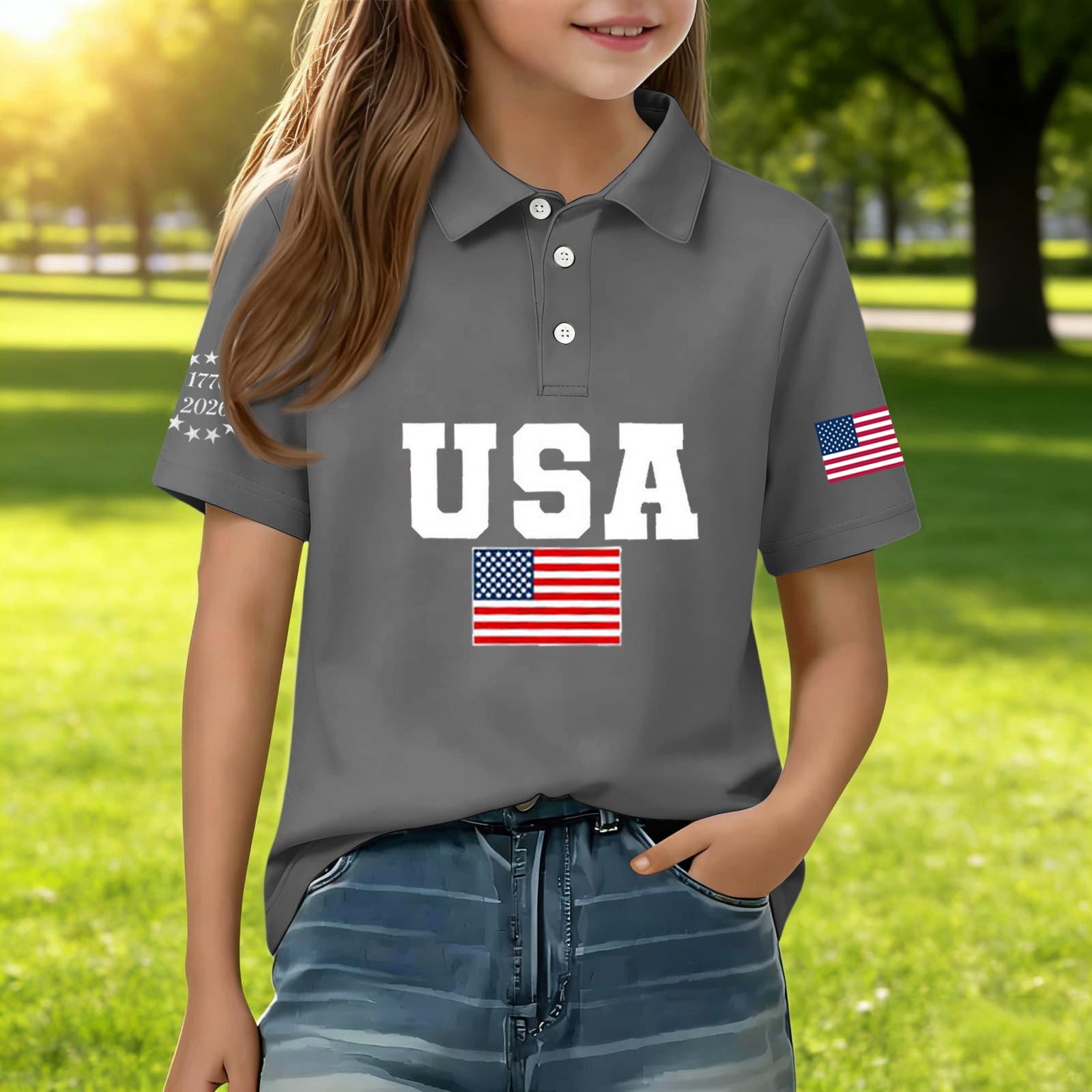 Kids Casual Short Sleeve Polo Shirt USA Flag Print Independence Day Tee Boys Girls Cotton Comfortable Top 110
Kids Casual Short Sleeve Polo Shirt USA Flag Print Independence Day Tee Boys Girls Cotton Comfortable Top 110