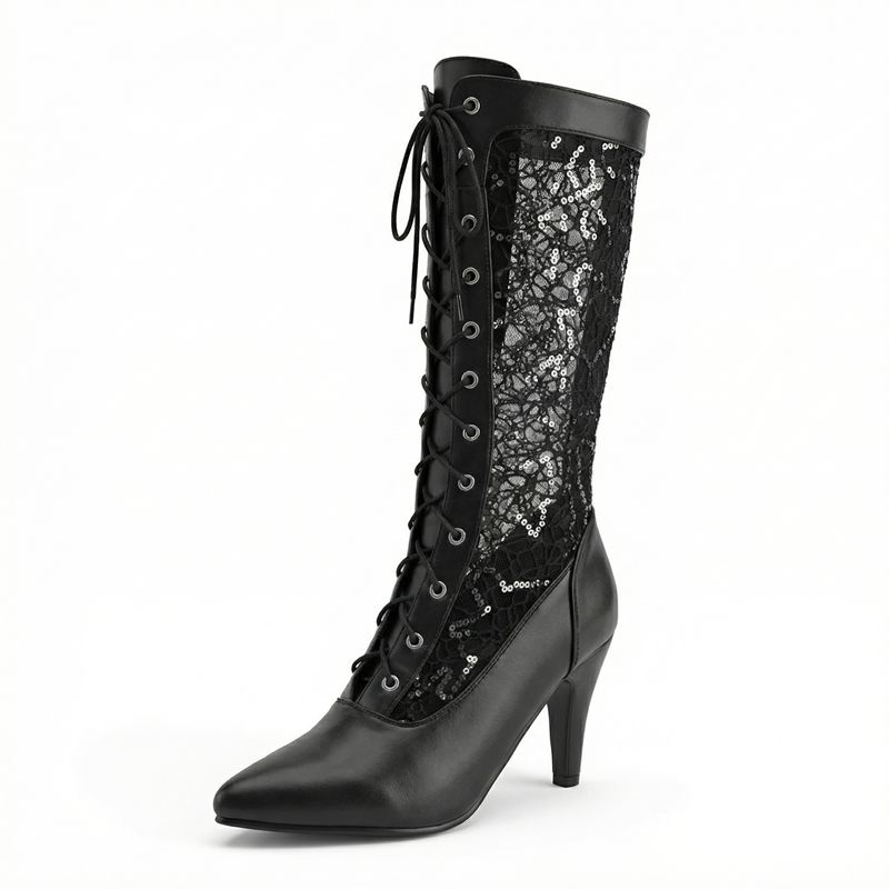 Black Female Knee High Boots Pointed Toe 8.5cm Thin Heel Lace Up Breathable Mesh Plus Size 45 46 47 Sexy Daily Shoes 34 чёрный
Black Female Knee High Boots Pointed Toe 8.5cm Thin Heel Lace Up Breathable Mesh Plus Size 45 46 47 Sexy Daily Shoes 34 чёрный