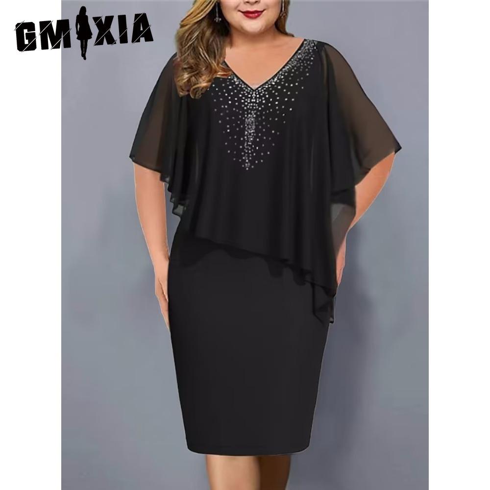 GMXIA Женское платье большого размера с V-образным вырезом, асимметричное, облегающее ягодицы, шифоновое платье с пайетками(L-5XL) XXXXXL
GMXIA Женское платье большого размера с V-образным вырезом, асимметричное, облегающее ягодицы, шифоновое платье с пайетками(L-5XL) XXXXXL